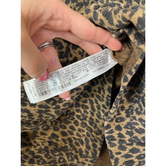 NEW Zara Leopard Animal Cheetah Print Corduroy Mock Neck Mini Dress - Picture 5 of 8